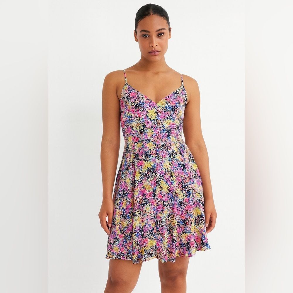 Gap Y2K Multicolored Floral‎ Print Casual Summer Slip Dress, Small